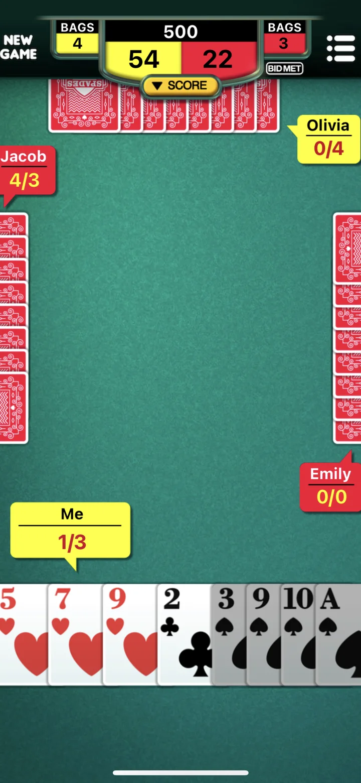Spades running on an iPhone